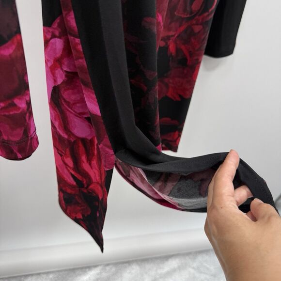 Clara Sun Woo Womens Slinky Tunic Top XL Red Roses Dark Romantic Vamp - Picture 4 of 7